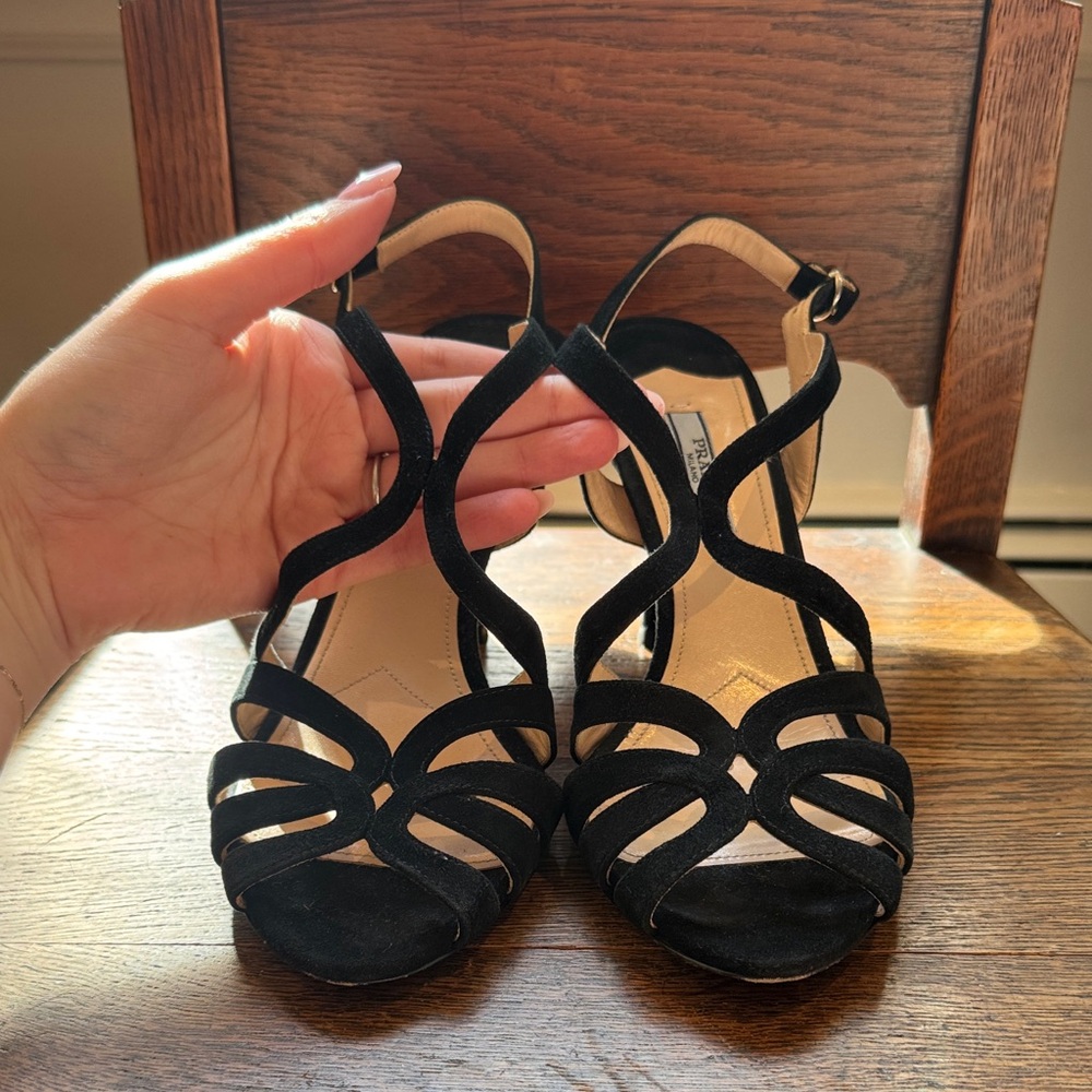 Prada Black Strappy Suede Women's Sandals